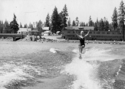 Sally Thurston water skiing on Payette Lake